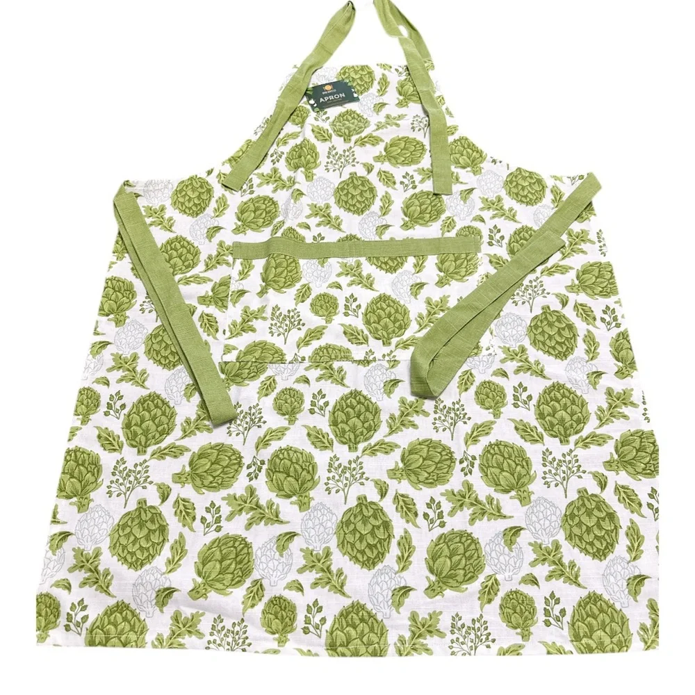 NEW Bon Appetit ARTICHOKE DESIGN APRON with Double Front Pockets